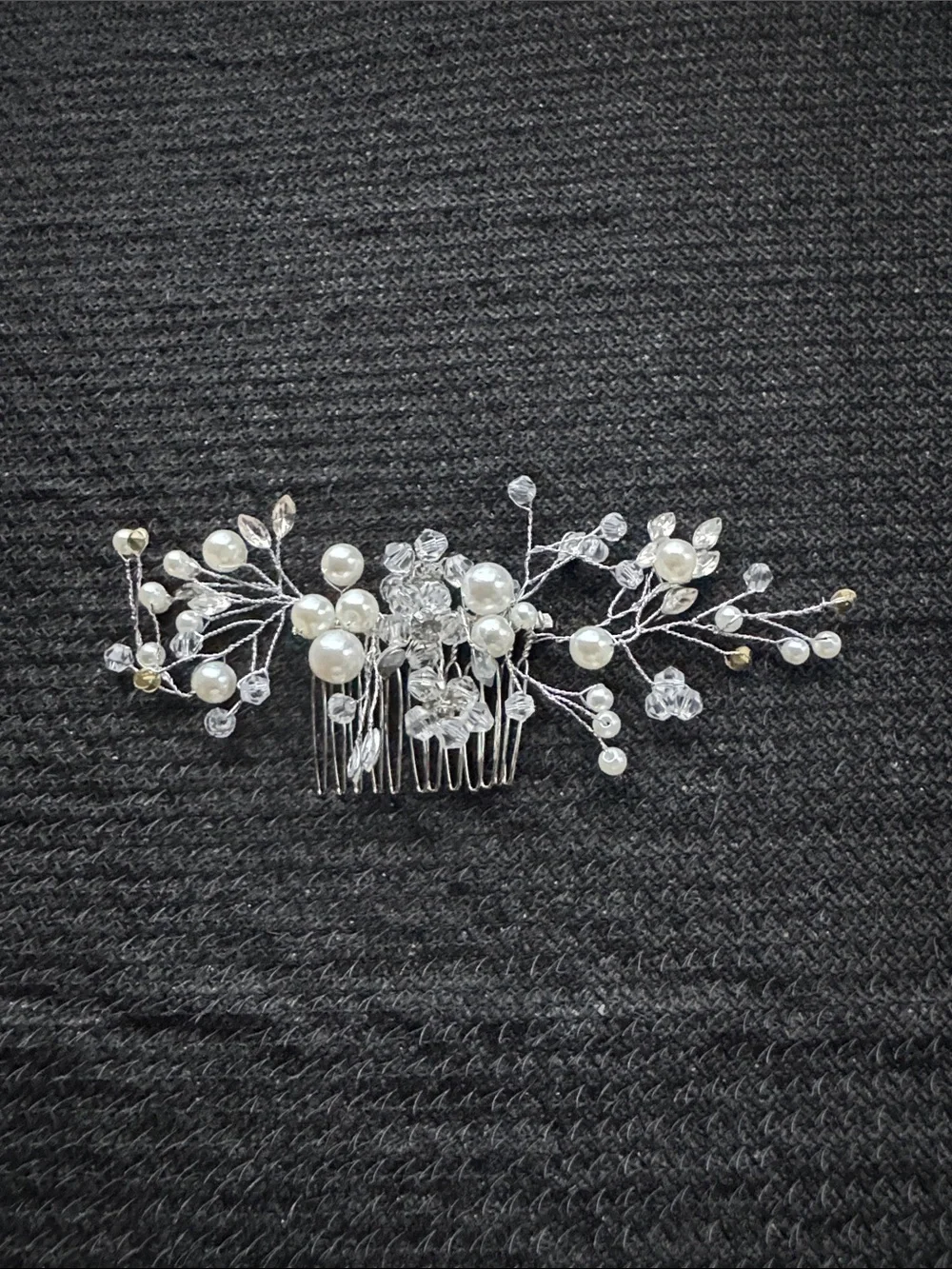 Silver Pearl & Crystal Bridal Hair Comb